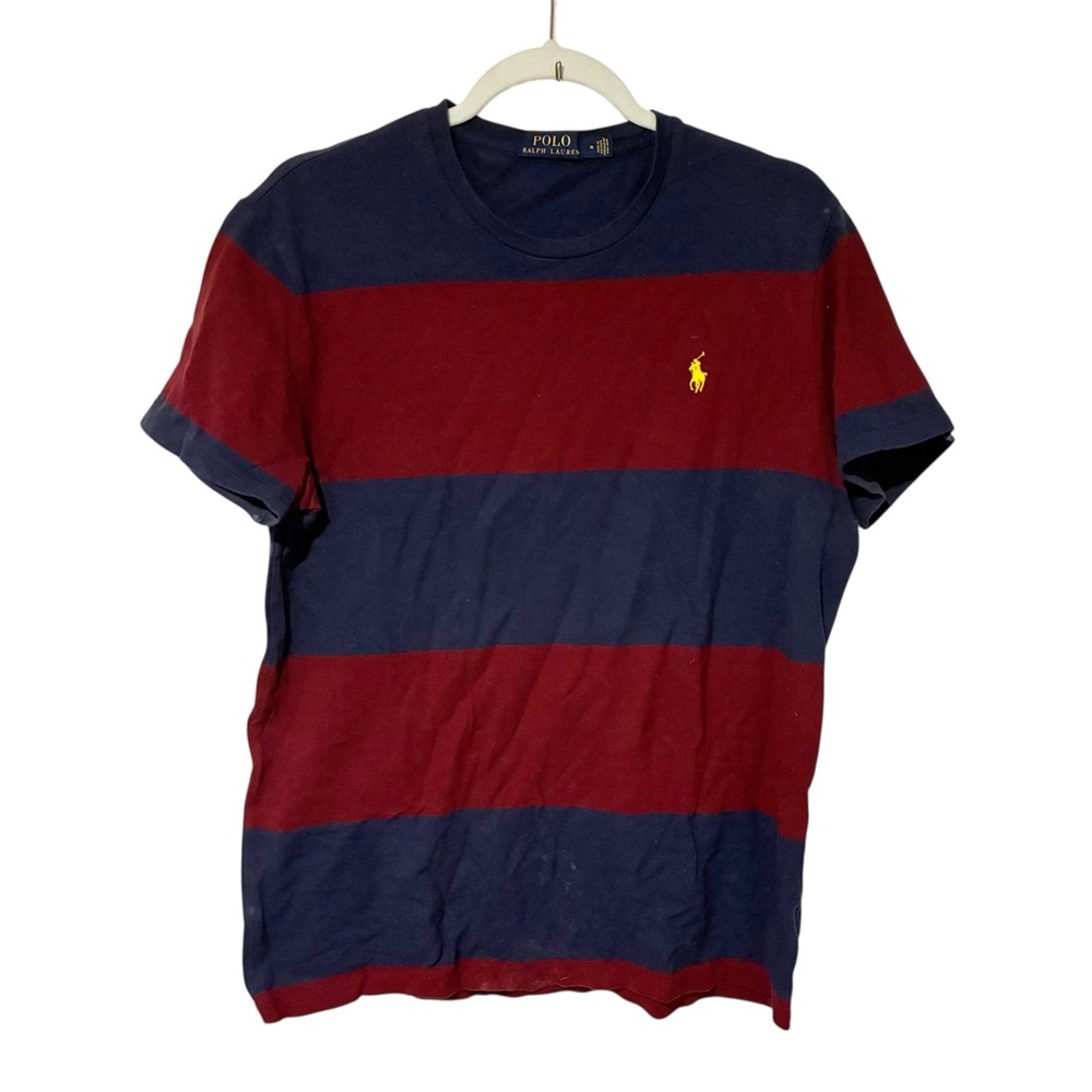 Polo Ralph Lauren‎ Men’s Red Blue Stripe Colorblock Short Sleeve T-shirt Medium